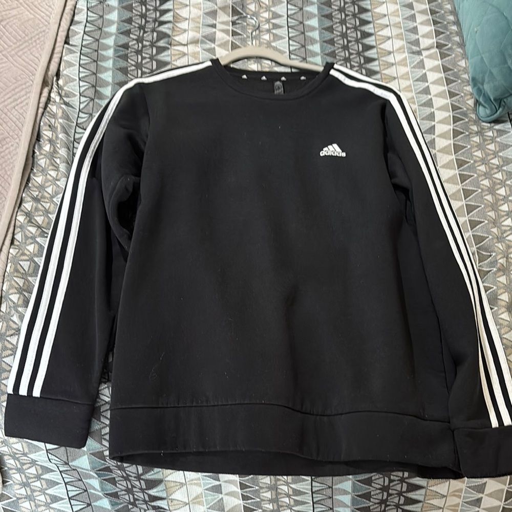 Adidas Black and White Crewneck Sweater